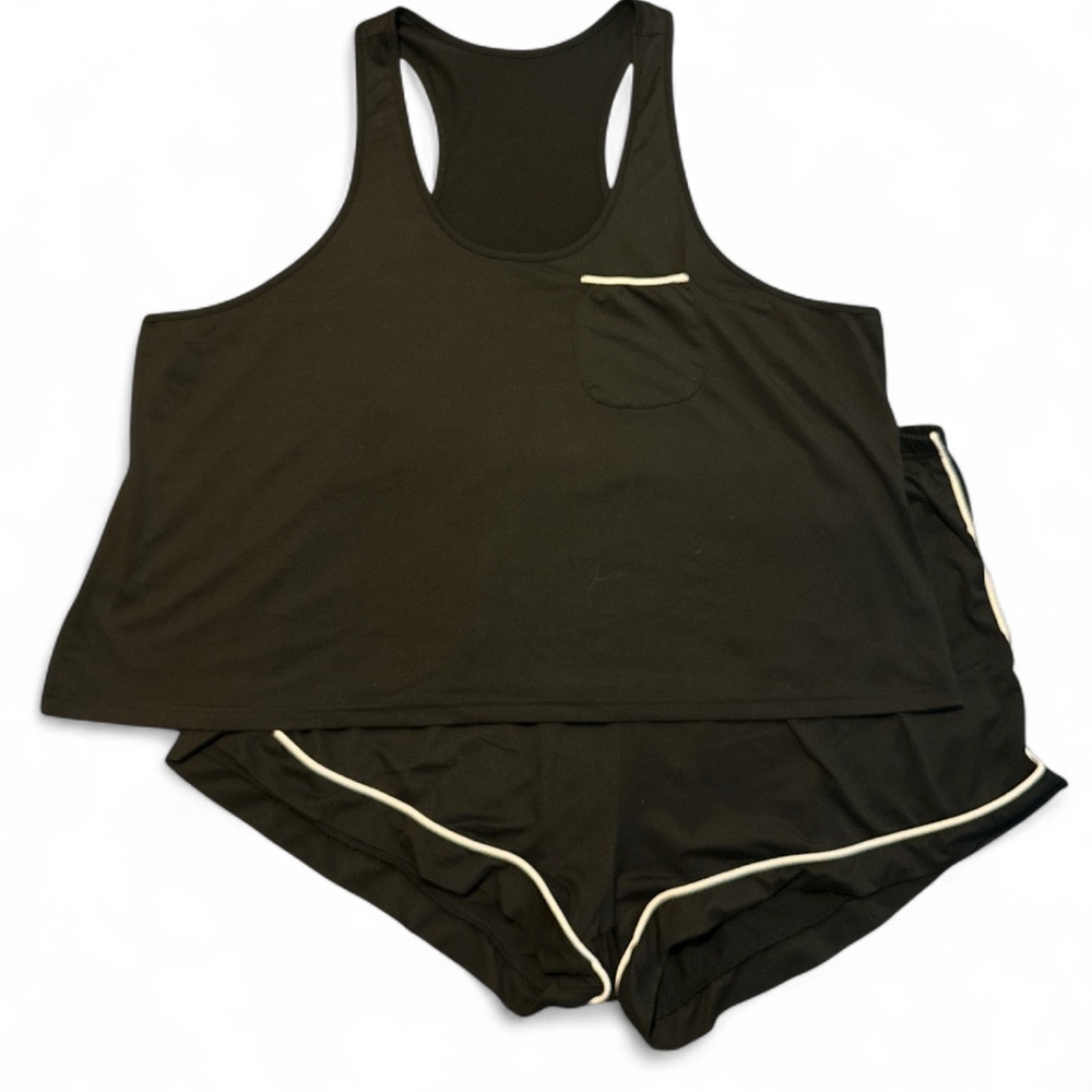 Black Tank Top and Pajama Shorts Set